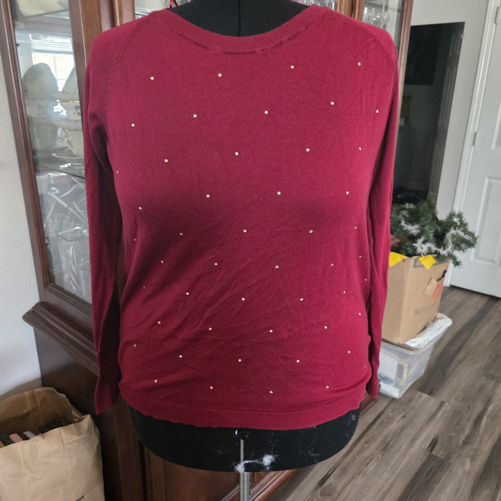 Jaclyn Smith Red Sweater with Gold Accents